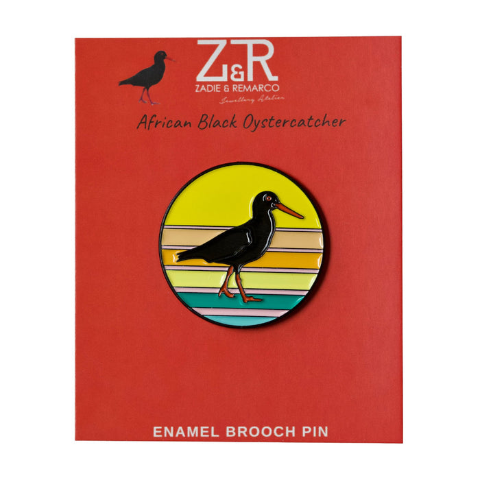 African Black Oystercatcher Bird Enamel Brooch Pin