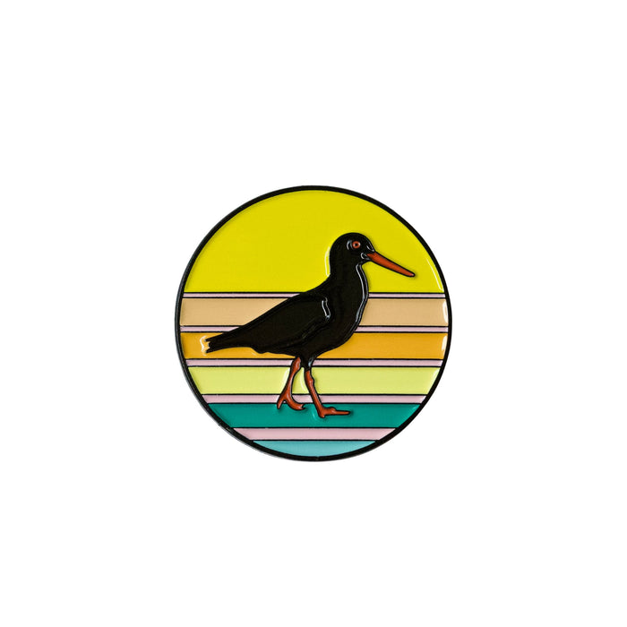 African Black Oystercatcher Bird Enamel Brooch Pin