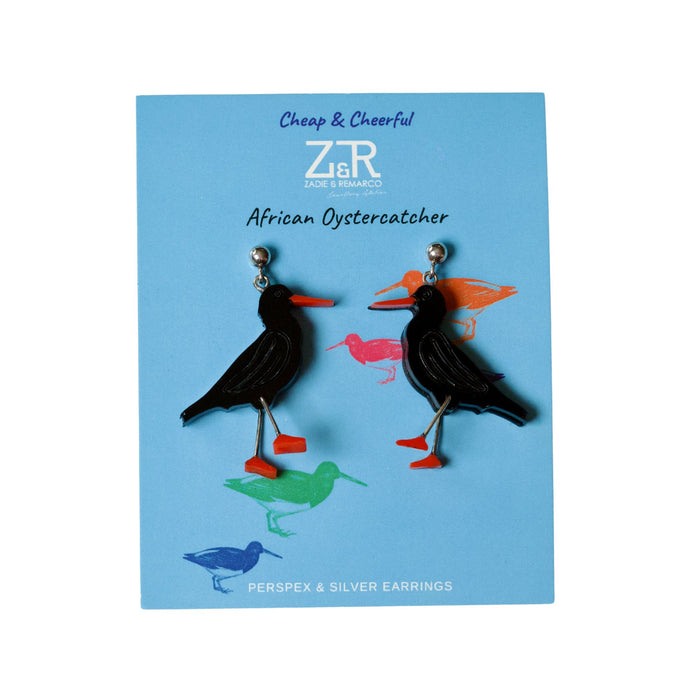 African Black Oyster Catcher Perspex Earrings