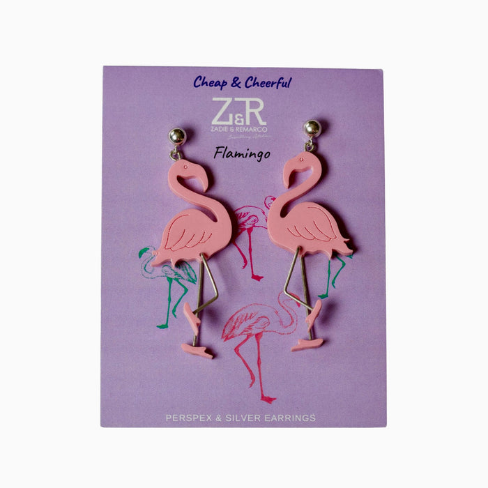 African Flamingo Light Version Perspex Earrings