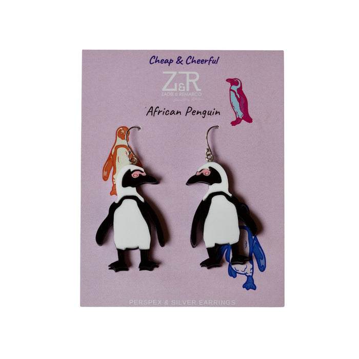 African Penguin Perspex Earrings