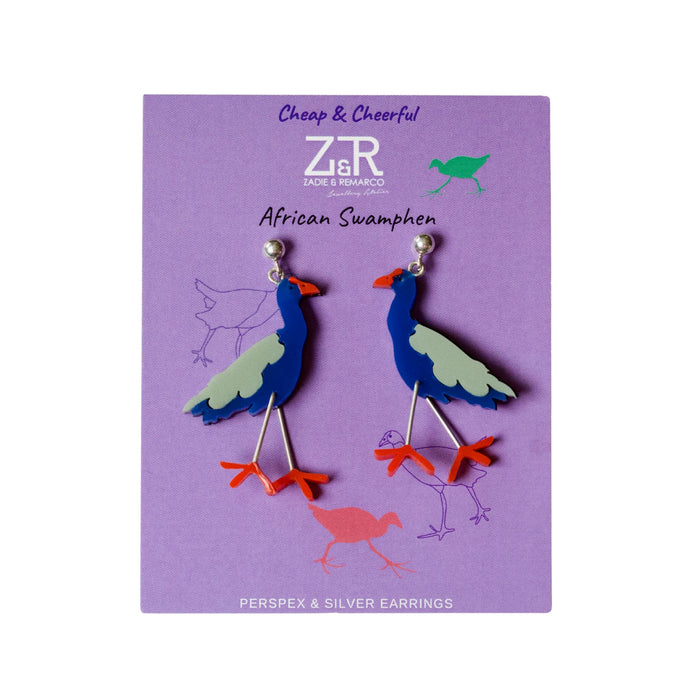 African Swamp Hen Perspex Earrings