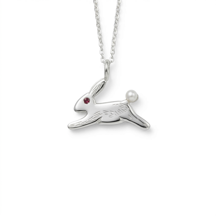 Sterling Silver Bunny Stargazer Pet Pendant