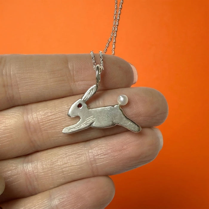Sterling Silver Bunny Stargazer Pet Pendant