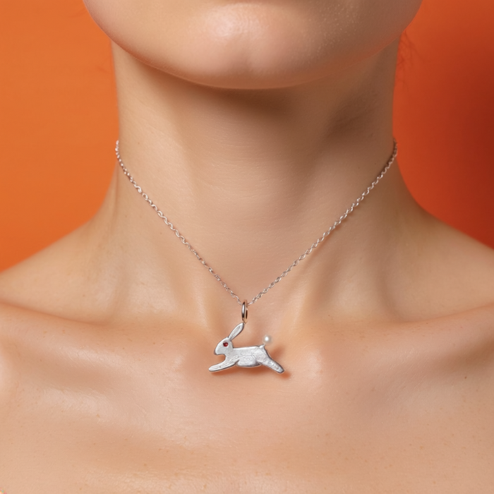Sterling Silver Bunny Stargazer Pet Pendant