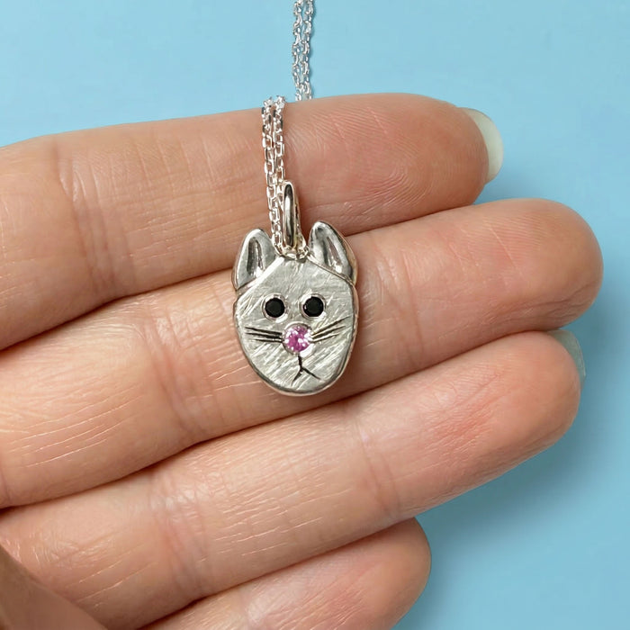 Sterling Silver Cat Stargazer Pet Pendant