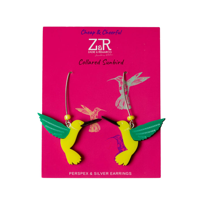 Collared Sunbird Perspex Earrings