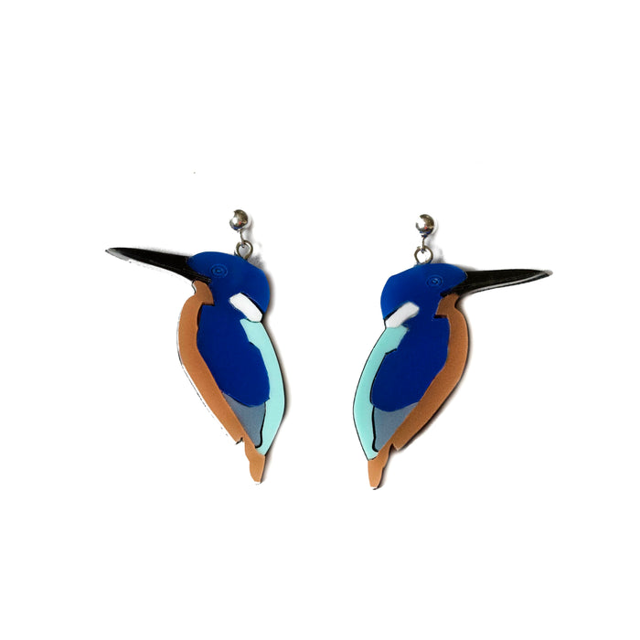 Half-collared Kingfisher Perspex Earrings