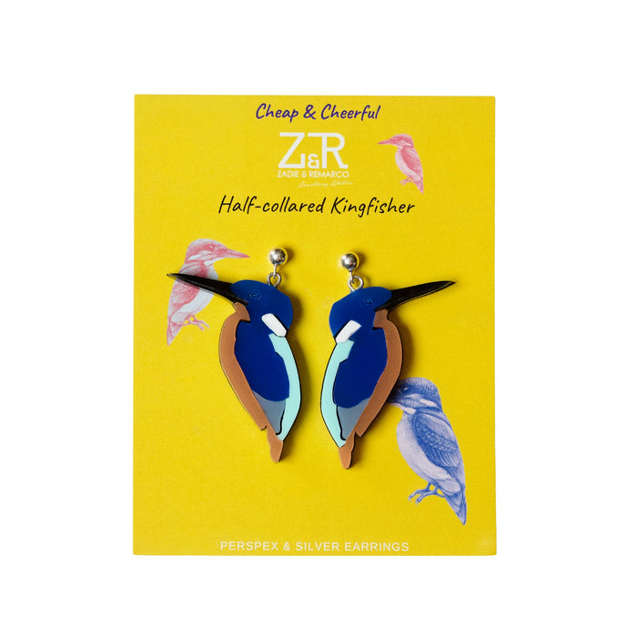 Half-collared Kingfisher Perspex Earrings