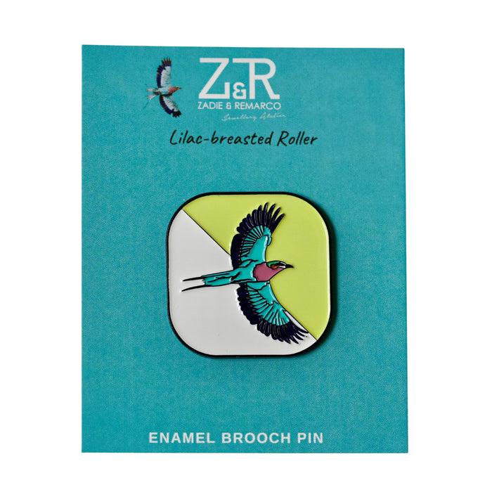 Lilac-breasted Roller Bird Enamel Brooch Pin