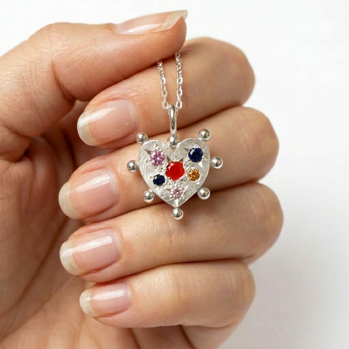 New sterling silver Stargazer small ball heart pendant (Multiple Stones)