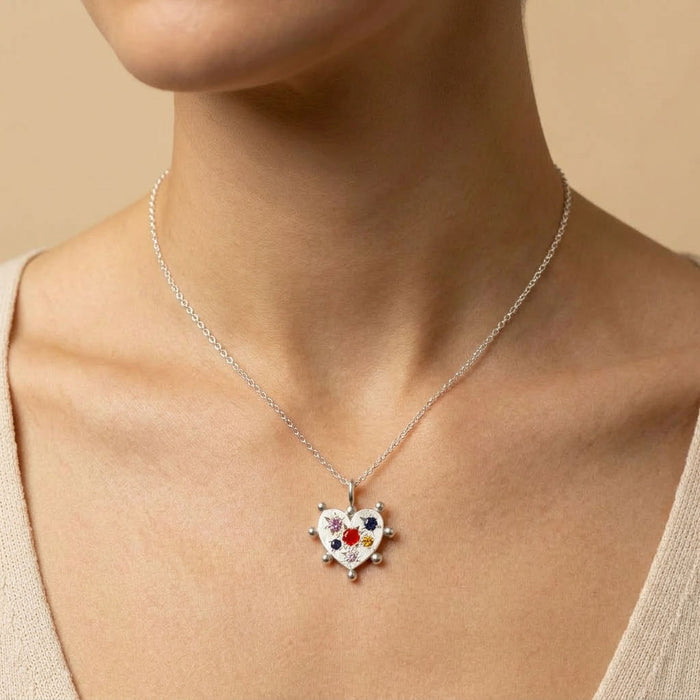 New sterling silver Stargazer small ball heart pendant (Multiple Stones)