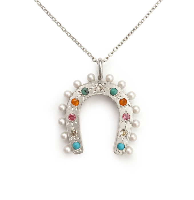 New sterling silver Stargazer large horse shoe pendant (Year of the Horse)