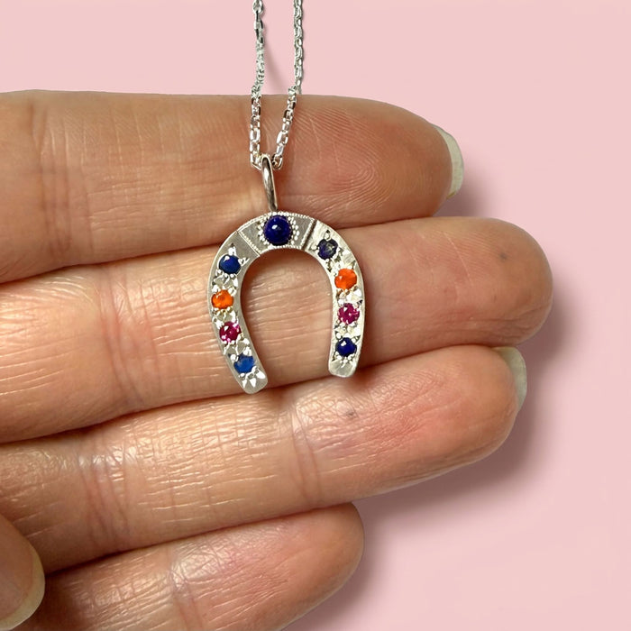 New sterling silver Stargazer small horse shoe pendant (Year of the Horse)