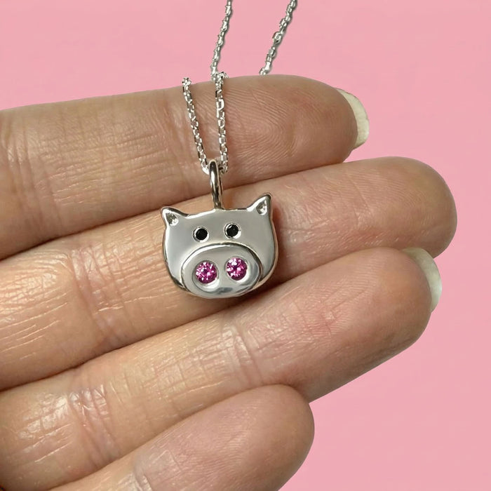 Sterling Silver Pig Stargazer Pet Pendant