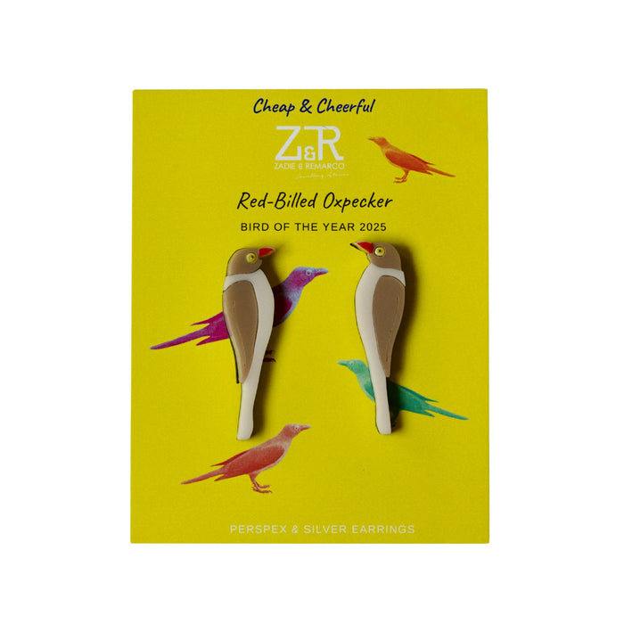 Red-billed Oxpecker Perspex Earrings