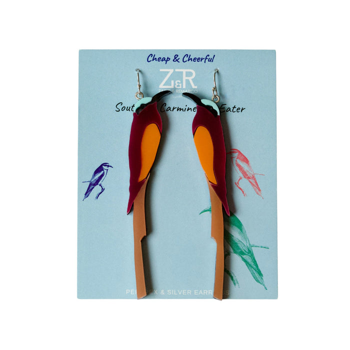 Southern Carmine Bee-eater Perspex Earrings