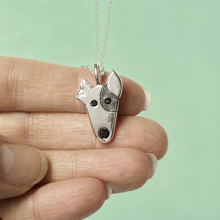 Sterling Silver Spotty Dog Stargazer Pet Pendant