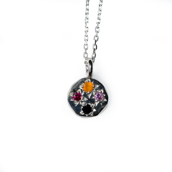 Sterling silver Stargazer pendant set with 4 stones