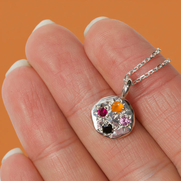 Sterling silver Stargazer pendant set with 4 stones