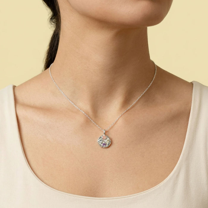 Sterling silver Stargazer pendant set with 4 stones