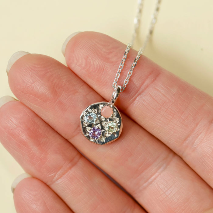 Sterling silver Stargazer pendant set with 4 stones