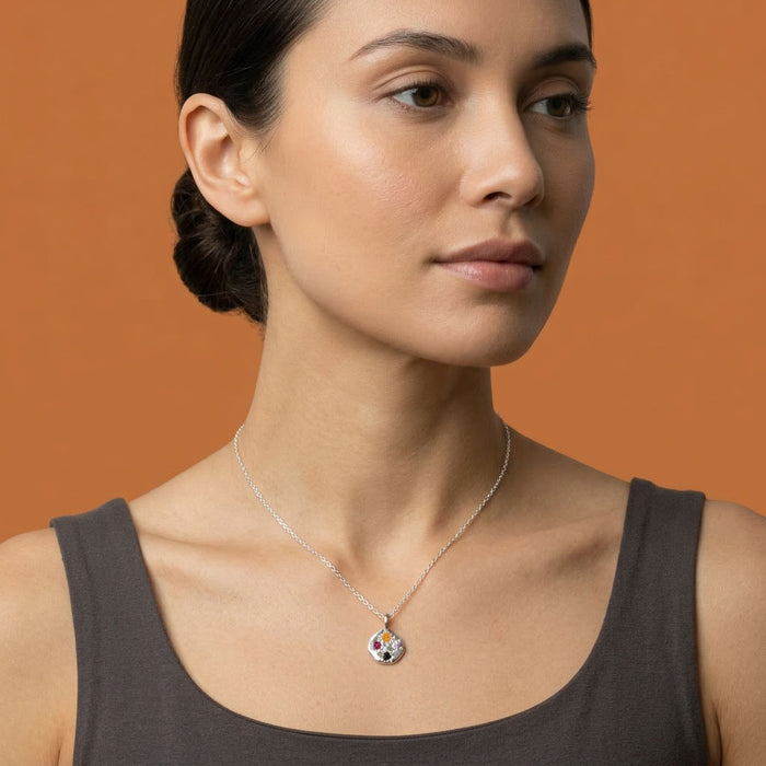 Sterling silver Stargazer pendant set with 4 stones