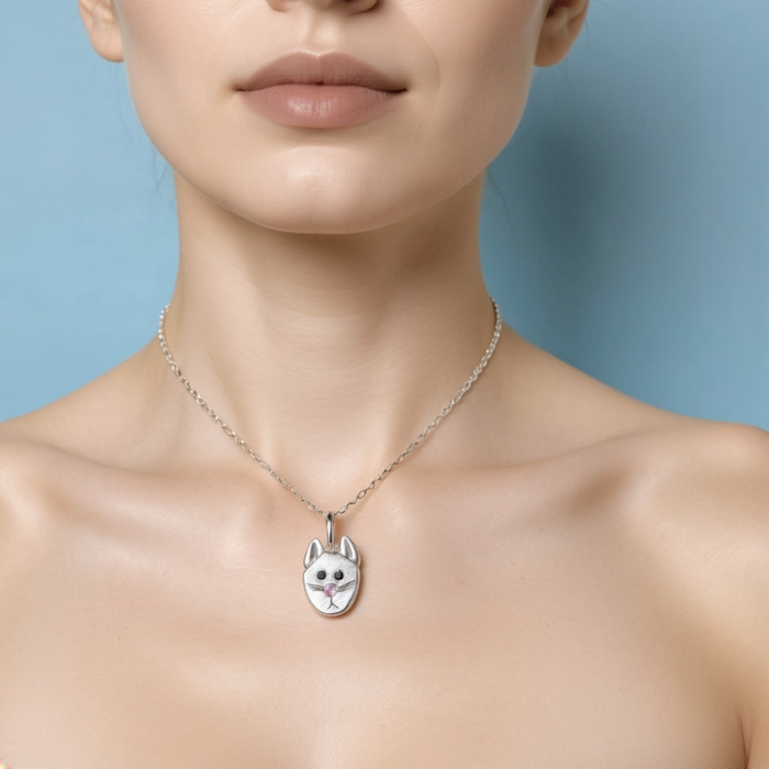 Sterling Silver Cat Stargazer Pet Pendant