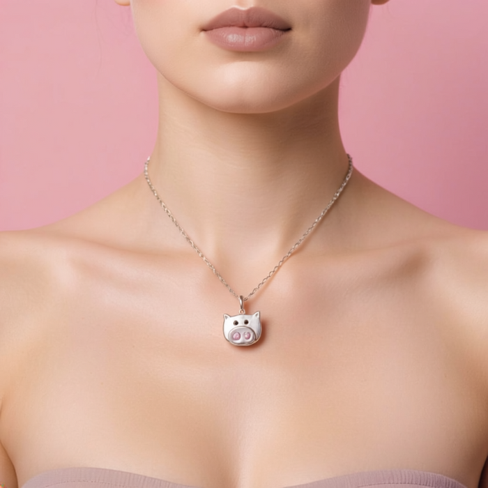 Sterling Silver Pig Stargazer Pet Pendant