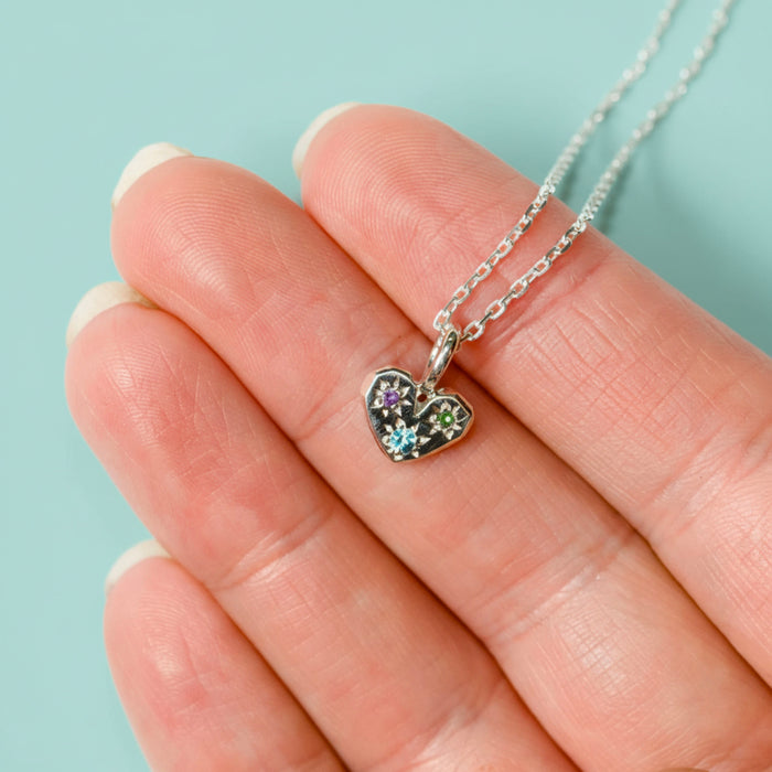 Sterling silver Stargazer mini heart pendant
