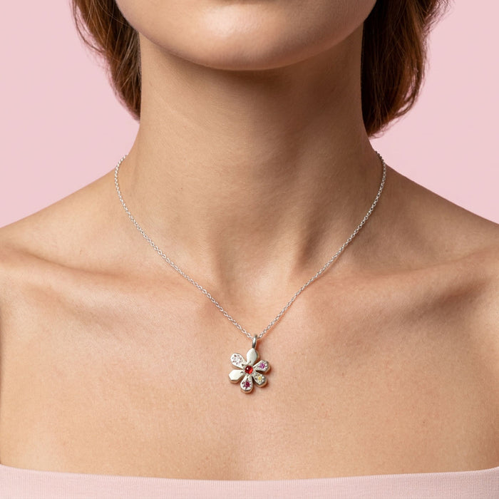 Sterling silver small flower Stargazer pendant