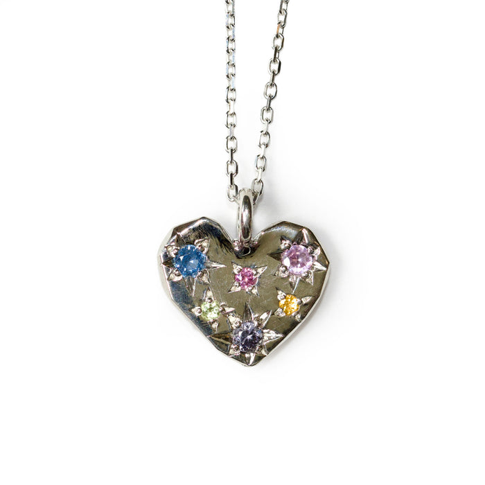 Sterling silver Stargazer large heart pendant