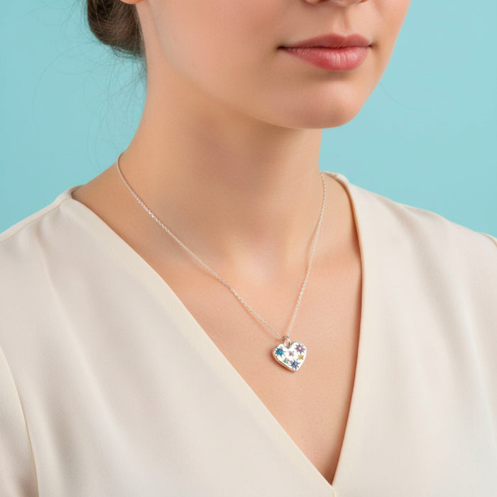 Sterling silver Stargazer large heart pendant
