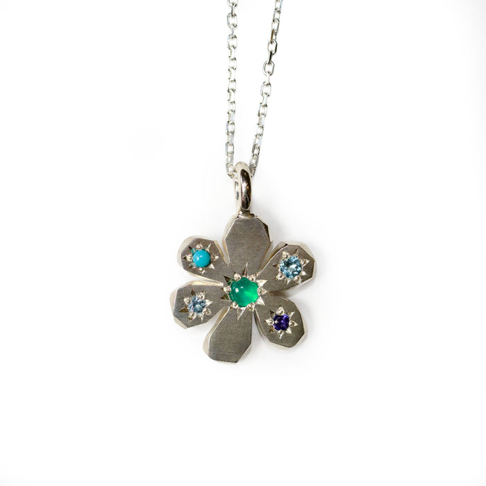 Sterling silver Large flower Stargazer pendant