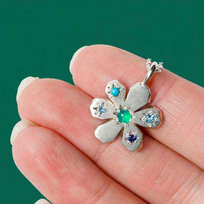 Sterling silver Large flower Stargazer pendant