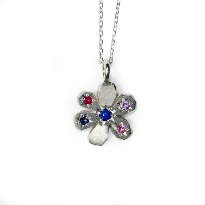 Sterling silver Large flower Stargazer pendant