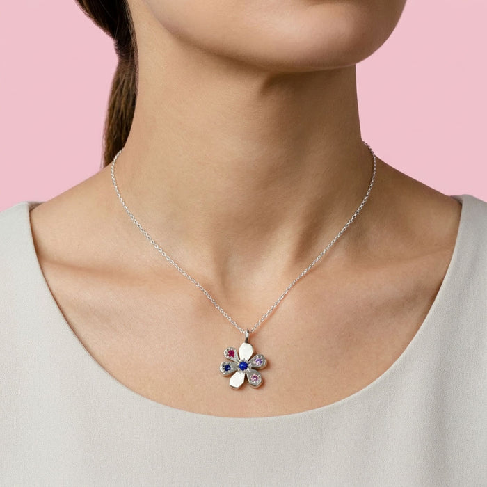 Sterling silver Large flower Stargazer pendant