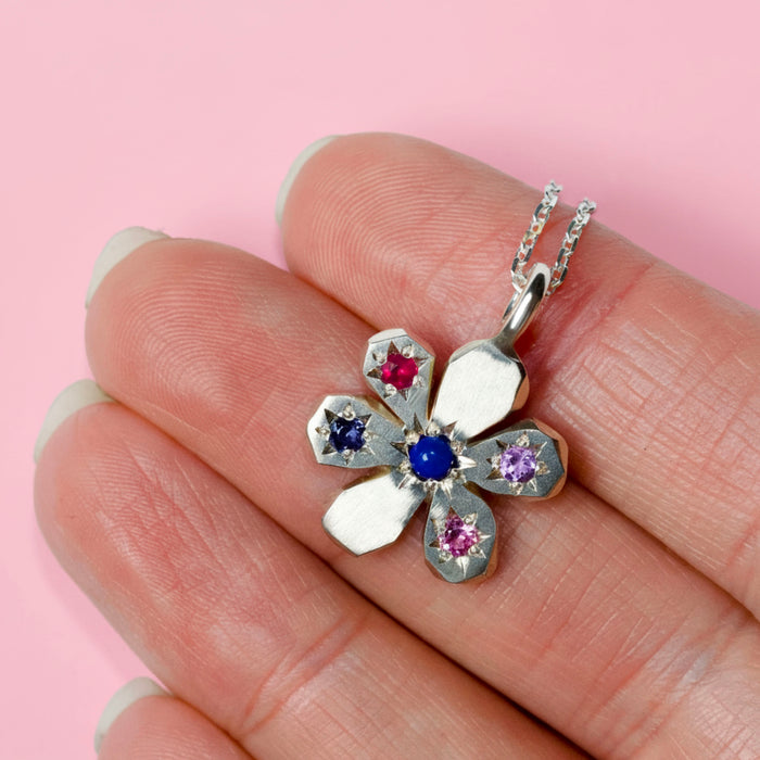 Sterling silver Large flower Stargazer pendant