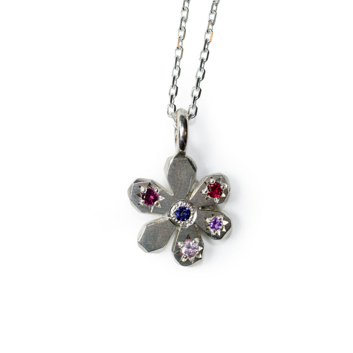 Sterling silver small flower Stargazer pendant