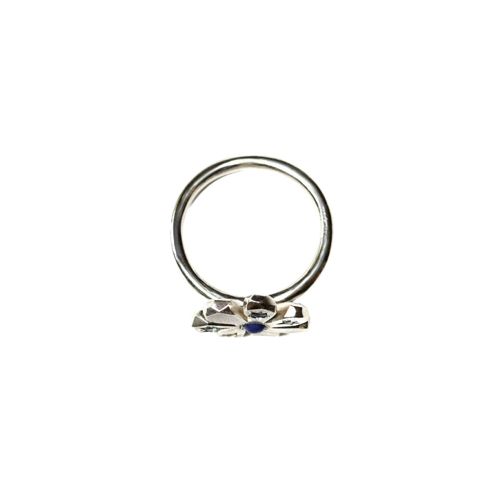 Sterling Silver Stargazer Flower Ring with 5 stones