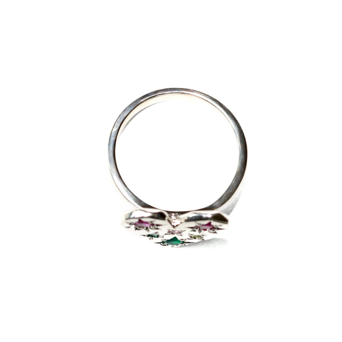 Sterling silver Stargazer heart ring set with 6 stones