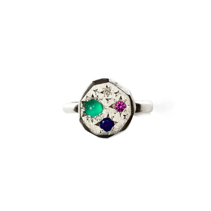 Sterling Silver Stargazer Ring with 4 stones